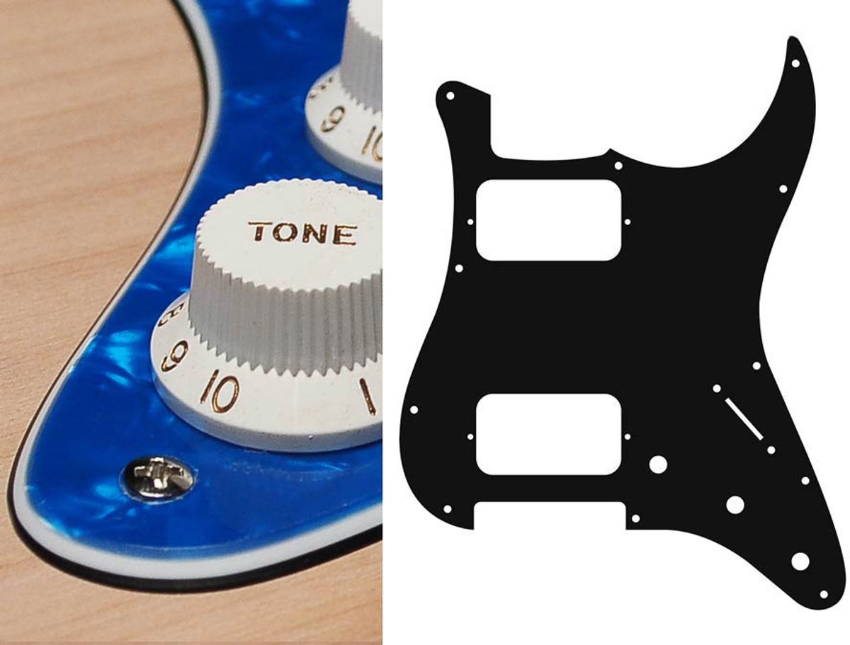 Boston ST-333-PBU pickguard, Stallion, HH, 3 pot holes, 3-5 switch, 3 ply, pearl blue
