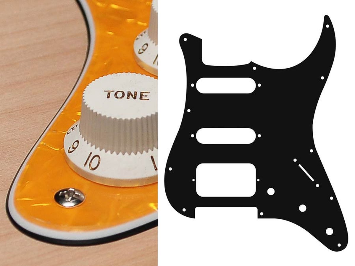 Boston ST-323-PY pickguard, Stallion, SSH, 3 pot holes, 3-5 switch, 3 ply, pearl yellow