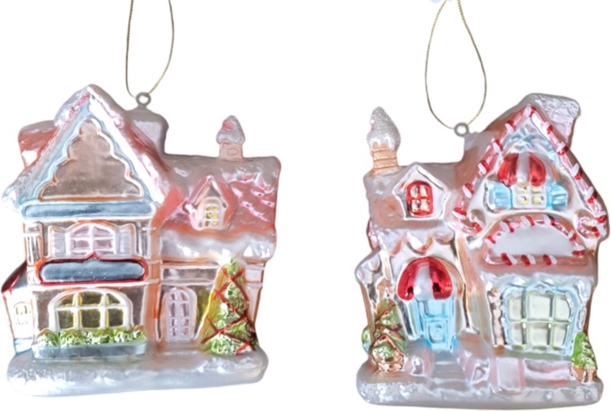 House of Seasons 2 STUKS Kersthanger Huisjes mix L10xB6xH10,5cm