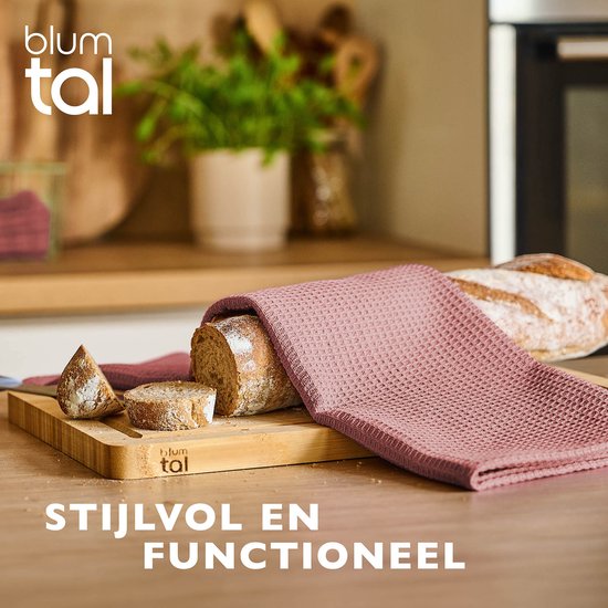 Blumtal® Essuies de vaisselle 50x70 cm - Set de 4 - Essuies de vaisselle coton 100% - Torchons de cuisine lavables à 60 °C - Torchons de Cuisine en coton - Torchons de cuisine - Torchons gaufrés - Torchons - Rose