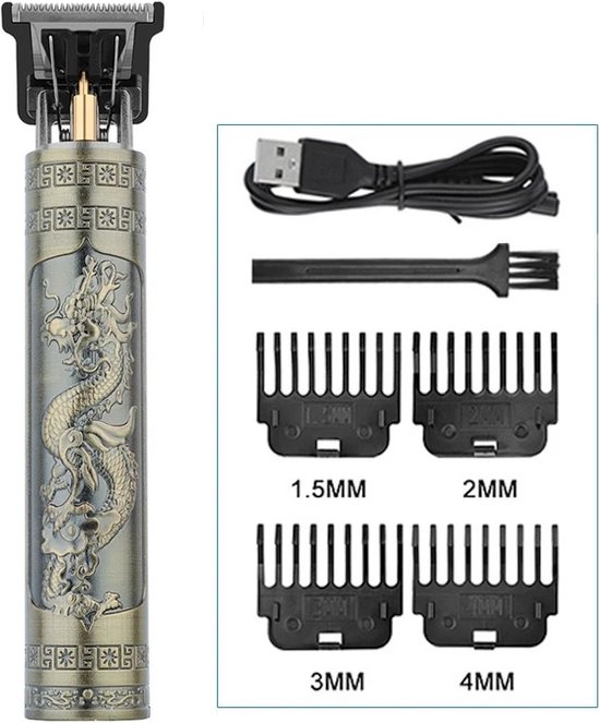WiseGoods Luxe Heren Haren Trimmer Dragon - Kapper Accessoires - Baardtrimmer Man - Haar Trimmen Mannen - Tondeuse Met USB - Brons