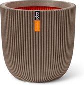 Capi Europe - Bloempot bol Groove NL - 35x34 - Warm taupe - Opening Ø29 - Bloempot voor binnen en buiten - Levenslang garantie - Breukbestendig - 100% Recyclebaar - CO2 Neutraal geproduceerd - KGVWT932