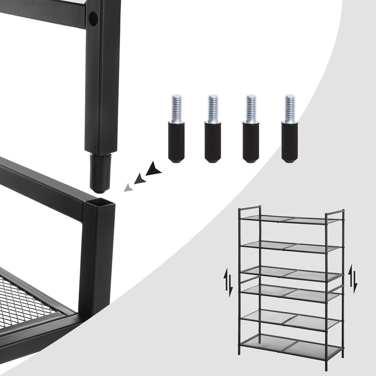 SONGMICS schoenenrek met 3 niveaus, metalen schoenenopslag, voor 12-15 paar schoenen, schoenenplanner voor woonkamer, hal en kleedkamer, 92 x 30 x 54 cm, grijs LSA13GV1