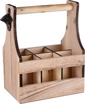 UNUS® Porte-bouteilles en bois pour 6 bouteilles, porte-bière avec décapsuleur