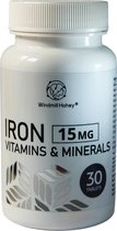 Ijzer Complex 13-in-1 Formule- Hoge Dosis Snel Effect Ferro Fumarate Ijzer met Vitaminen en Mineralen | Vitamine B1,B2, B3, B5, B6, B7, B12, Folic Acid, vitamine C, Calcium, Koper, Molybdeen - Gemaakt in Nederland Windmill Hohey
