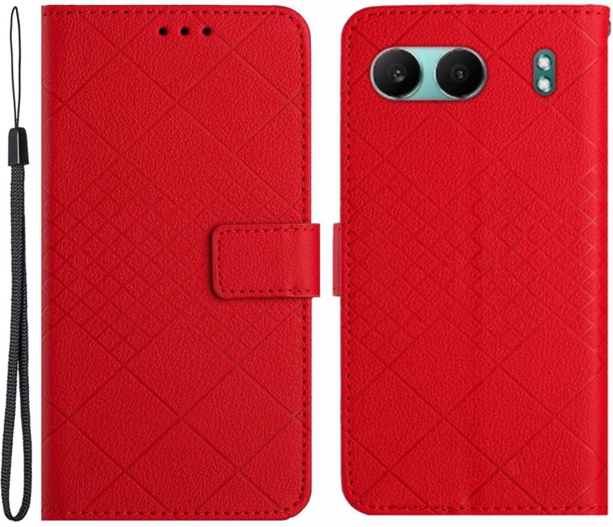 Coverup Hoesje - Geschikt voor OnePlus Nord 4 Hoesje - Coverup Rhombus Book Case - Rood