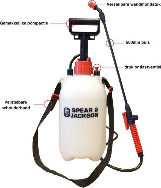 Spear & Jackson Drukspuit 5 Liter Met Ringen - Druksproeier - Onkruidverdelger - Sproeier - Drukspuiten - drukspuit zuurbestendig - drukspuit zuur van Spear & Jackson — afbeelding 2