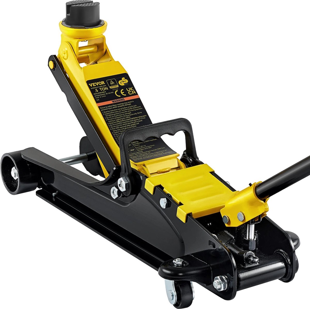 MensStore Hydraulische Autokrik - Garagekrik - 2,5 Ton - Rubberen Zadel - Low Profile - Minimaal 8,5cm - Max 38cm - Hefhendel 80cm