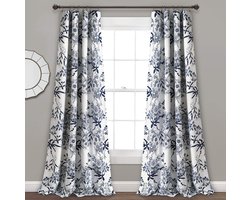 Botanische Tuin Vogelprint Kamer Verduistering Raampaneel Gordijnen - Navy Blauw - 84" x 52" - Polyester - Set voor Woonkamer Eetkamer Slaap