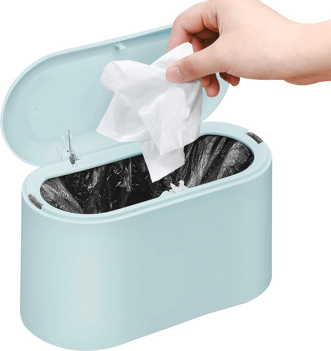 Mini Vuilnisemmer met Deksel - Geurdichte Afvalemmer 2L voor Bureau, Badkamer, Keuken
