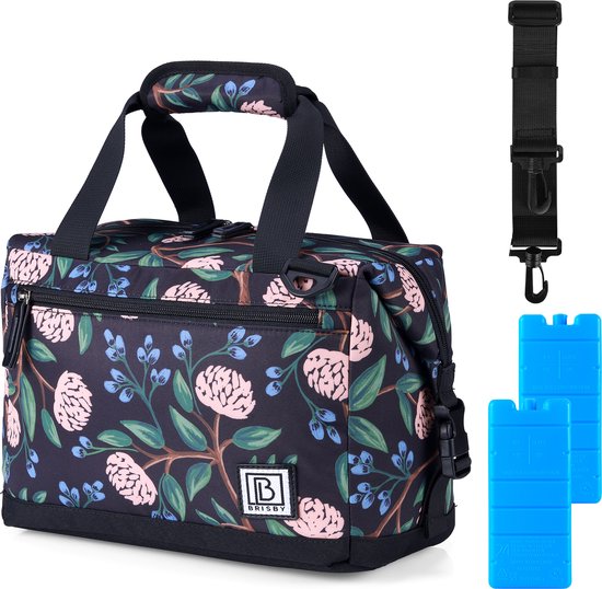 Brisby Sac isotherme 4 couches – Sac à déjeuner 12 litres – Espace Extra extensible – Fleur de la Passion