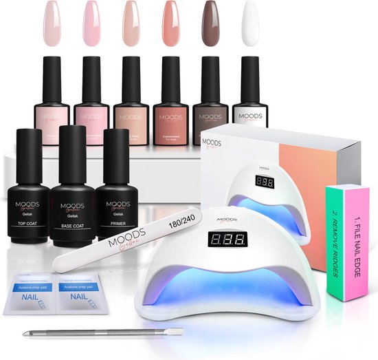 Moods Gellac – Gellak Starterspakket – Gellak - Medium Starterspakket – UV / Led Lamp – Gel Nagels - The Nude