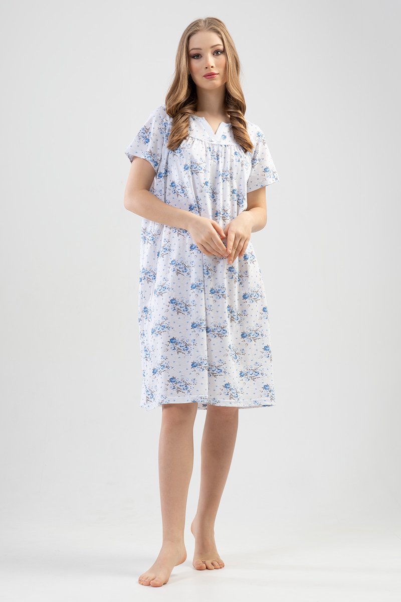 Vienetta Dames Nachthemd, Korte Mouwen Blauw