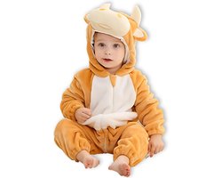BoefieBoef Dieren Kleuter Onesie Peuter Pyjama Kinderen 2 tot 4 jaar – Verkleedkleding met Luierrits – Carnaval Dierenpak - Halloween en Kraamcadeau - Zacht Flanel - Baby Halloween - Boxpak - Jongen - Meisje - Kruippak - Koe - Stier - Bruin