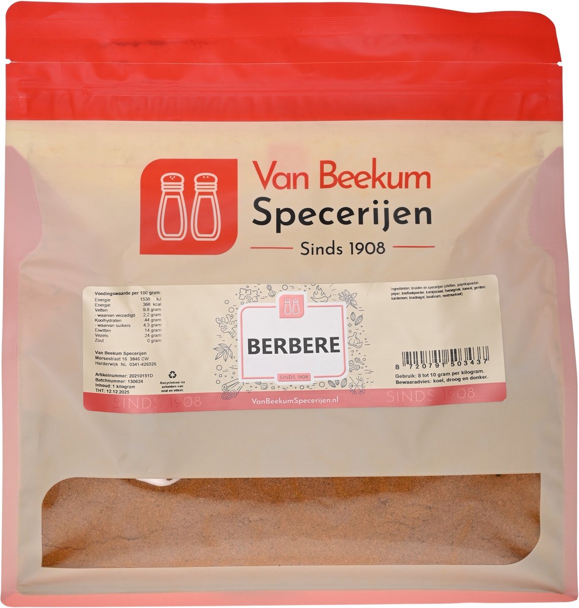 Goedkoopste Van Beekum Specerijen - Berbere - 1 kilo (hersluitbare stazak