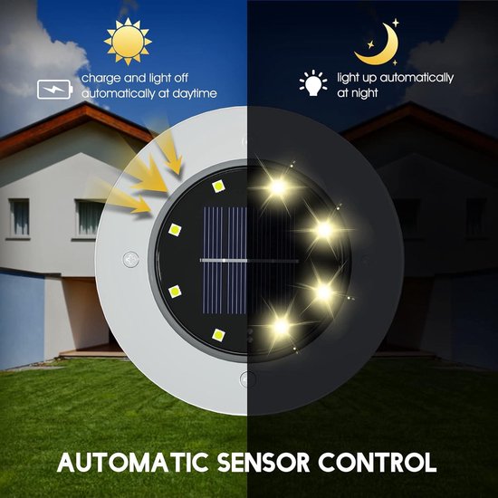 Set van 8 Zonnelampen op de Grond, 8 LEDs Solarlampen