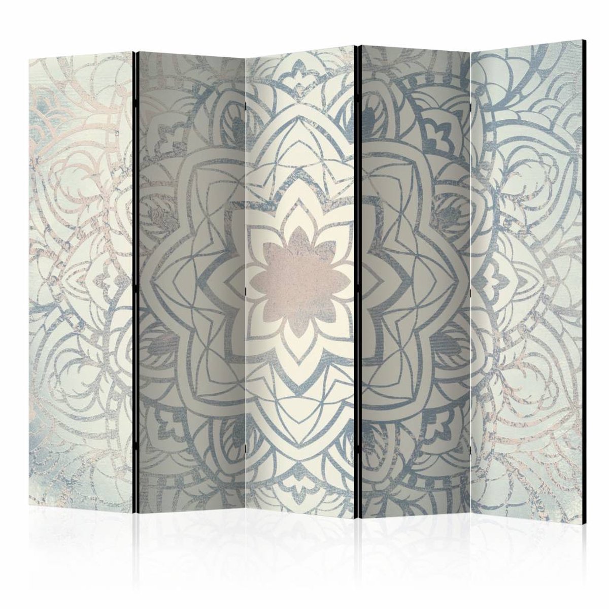 Vouwscherm - Winter Mandala II 225x172cm , gemonteerd geleverd, dubbelzijdig geprint (kamerscherm)