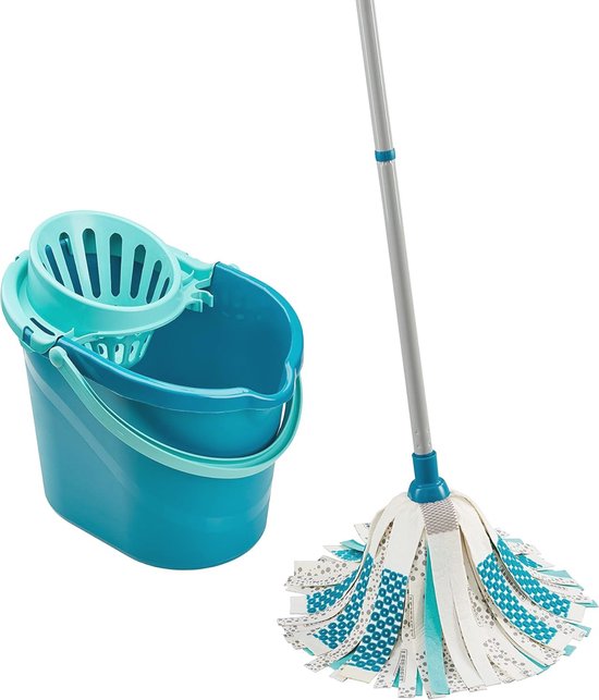 3-in-1 Dweilset voor Vloerreiniging - Flexibele Mop met Emmer en Absorberende Vezels voor Tegels en Laminaat