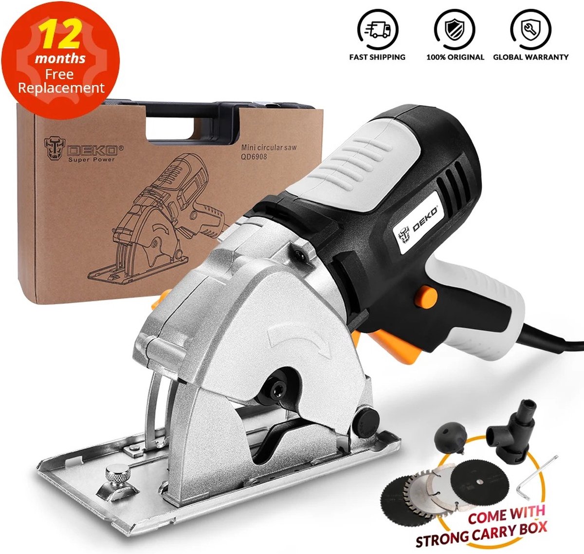Mygroot - Invalzaag - Handcirkelzaag + 4 Zaagbladen - Invalcirkelzaag - Diepte Instelbaar tot 26 mm - Bmc box - Elektrisch veiligheidssysteem - Mini Cirkelzaag