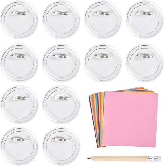 20 stuks buttons zelf, doe-het-zelf buttons 44 mm, transparante DIY buttonset, maken zonder buttonmachine, voor school, foto, kleding