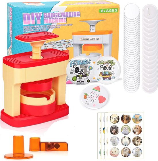 Knopmachine - 55 mm - Knopmachine - Badge-machine met 48 stuks plastic knoppen en cirkelvormige koekjessnijders voor gepersonaliseerde decoraties, maken