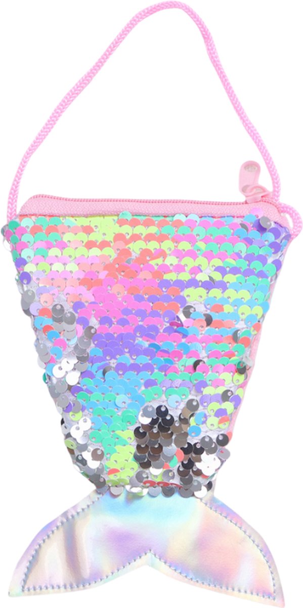 Joya Kids® Luxe Mermaid Glitter Cape met Accessoires | Zeemeermin Prinsessencape met Pailletten | Cape Set Paillet | Prinses jurk | Unicorn | Meisje Verkleedset | Carnvalskleding Meisjes | Met Mermaid Kroon, Staf, Tasje en Sieradenset — afbeelding 9