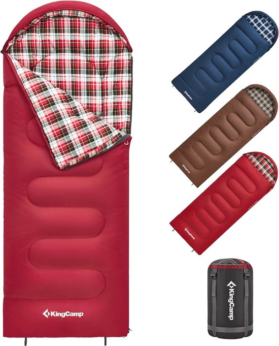 KingCamp Children's Sleeping Bag Cotton Flannel 170 (140 30) x 70 cm, Twin Sleeping Bag Compact Warm 4 Seasons Sleeping Bags for Children 8 Years, 10 Years, 12 Years, 140 cm, 120 cm