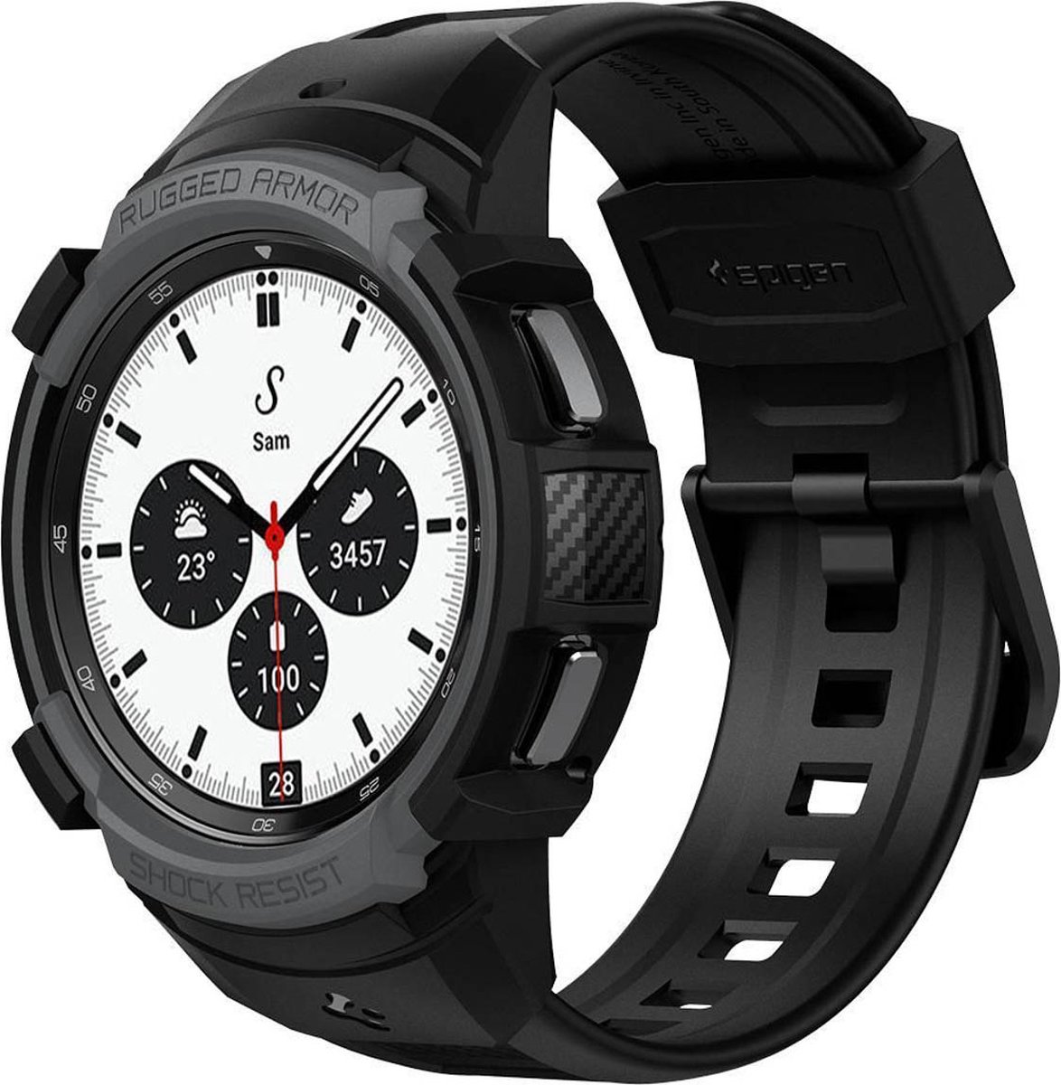 Spigen Hoesje geschikt voor Samsung Galaxy Watch 4 Classic 42mm - Rugged Armor Pro - Grijs