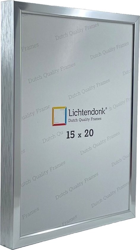 Cadre photo argent en aluminium avec profil brossé, 15 x 20 cm. Dutch Quality Frames.