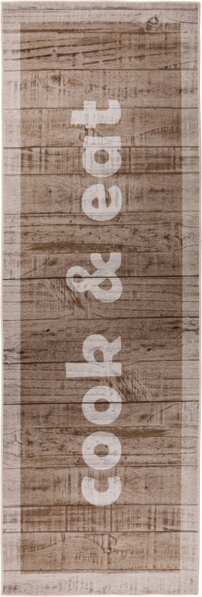 Machinewasbaar Loper Gang - Vintage Tapijt VIVIAN - 80x220cm - Bruin en