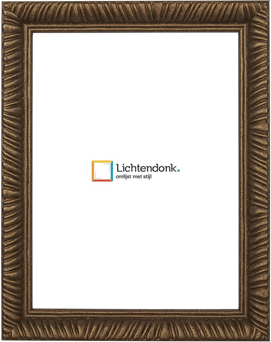 Lichtendonk Fotolijst Verouderd Goud - Barok - Fotomaat 50x50 - Ontspiegeld Glas - Art.nr. 215-628