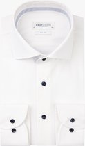 Profuomo slim fit heren overhemd - mouwlengte 72 cm - dobby - wit - Strijkvriendelijk - Boordmaat: 38