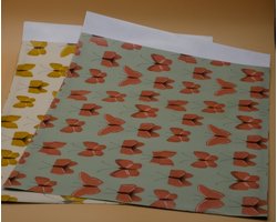 House of products duurzame kadozakjes / cadeau zakjes 27x38 cm vlinder butterfly geel en rood 20x
