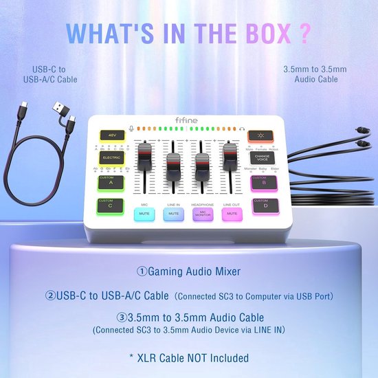 FIFINE - Starter Pack 2.0 White - AM8T & SC3 - Podcast Starter Pack - Gaming Streaming - Microphone USB RVB avec perche - Streaming Deck - DJ Mixer