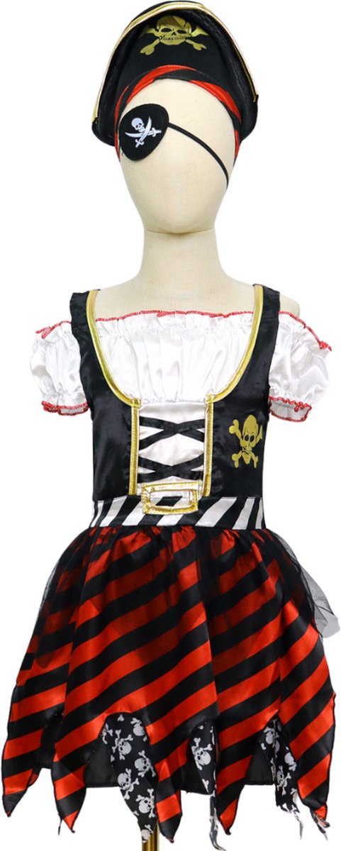 Joya Kids® Piraten Verkleedjurk met Accessoires Set | Meisje Piraat Verkleedset Halloween | Horror Films Kostuum | Verkleedjurkje Meisje | Halloween Jurkje met Accessoiresset | Verkleedkleding | — afbeelding 11