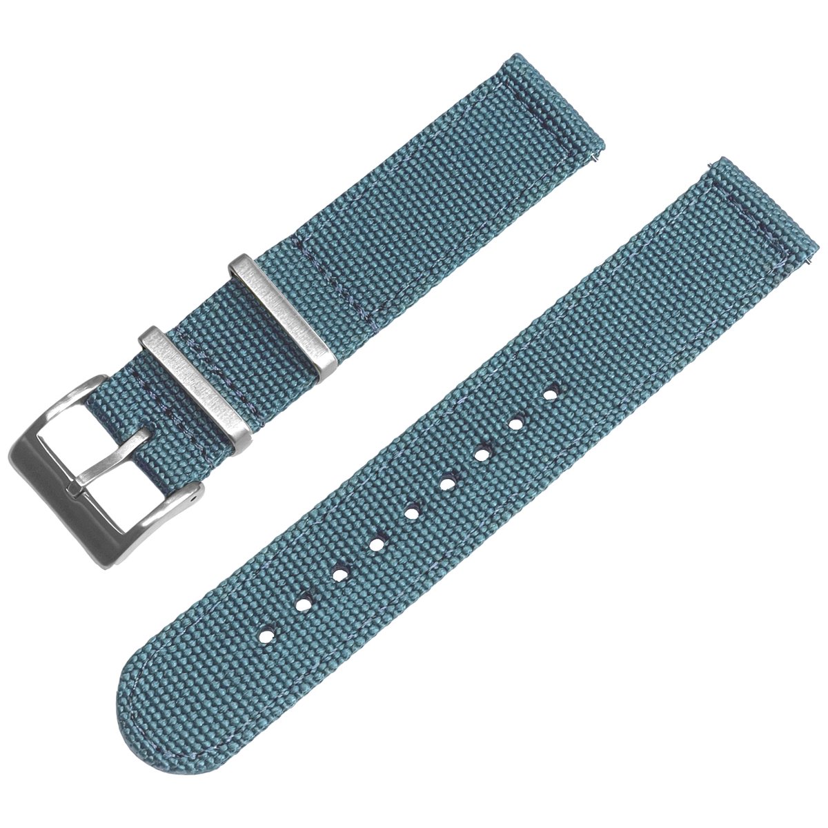 Canvas Like Nylon Two Piece NATO Strap - Makkelijk Zelf te Verwisselen Horlogeband - Benzineblauw 22mm