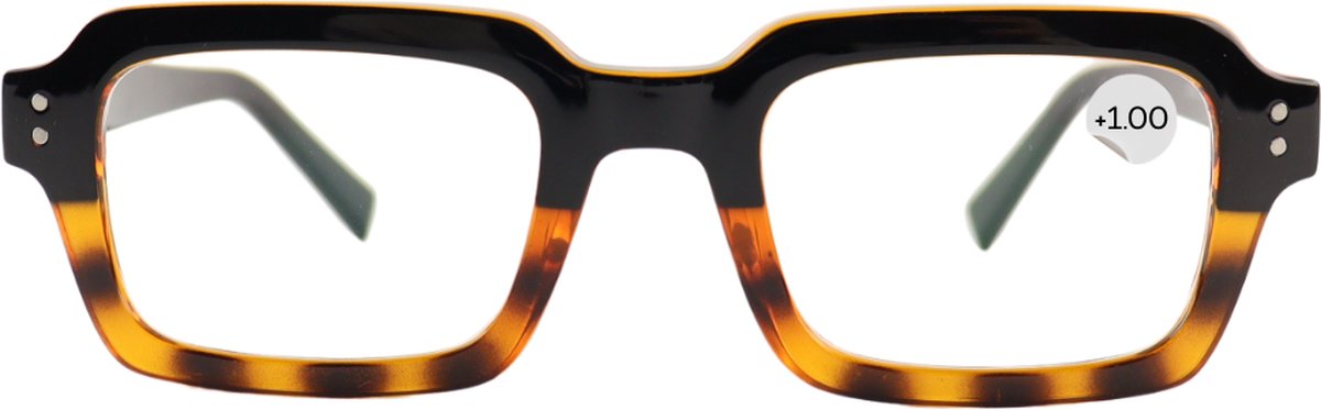 Montour Leesbril - DEAN - plus 1.00 - Vierkant Model - Zwart - Matt Print - Dames - Heren - Unisex
