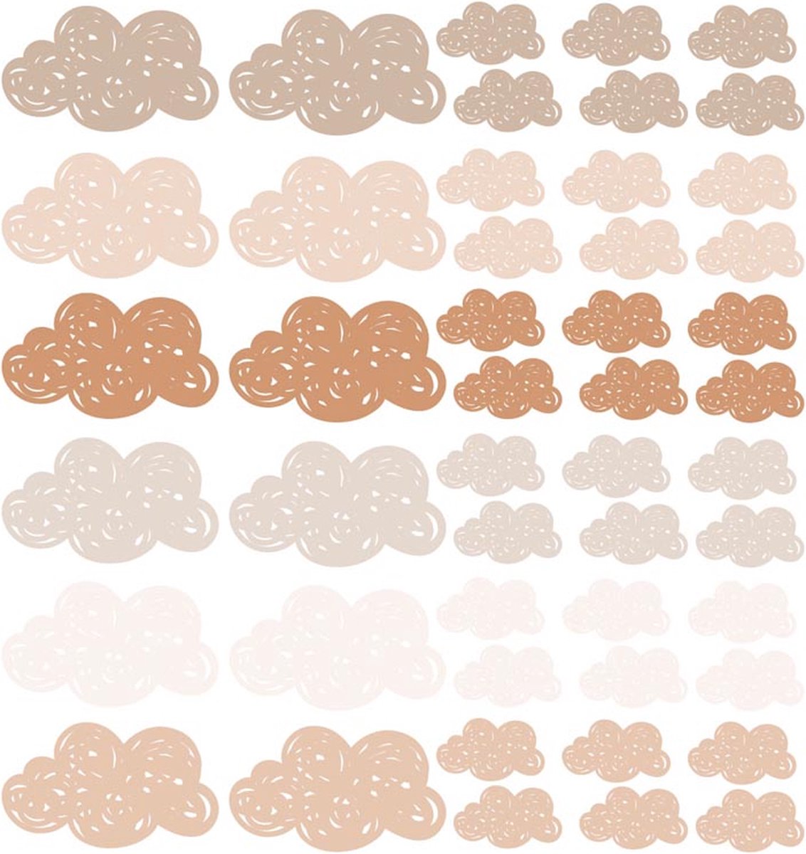 Decochic® - Muurstickers wolkjes - babykamer - neutraal - beige - aardetinten - kinderkamer - muurdecoratie