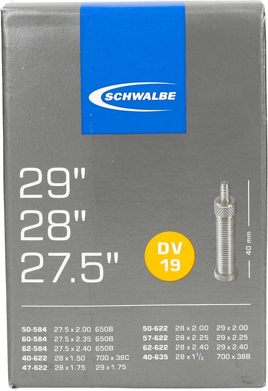 Schwalbe DV19 - Binnenband Fiets - Hollands Ventiel - 40 mm - 28 x 1 1/2 - 150 - 235