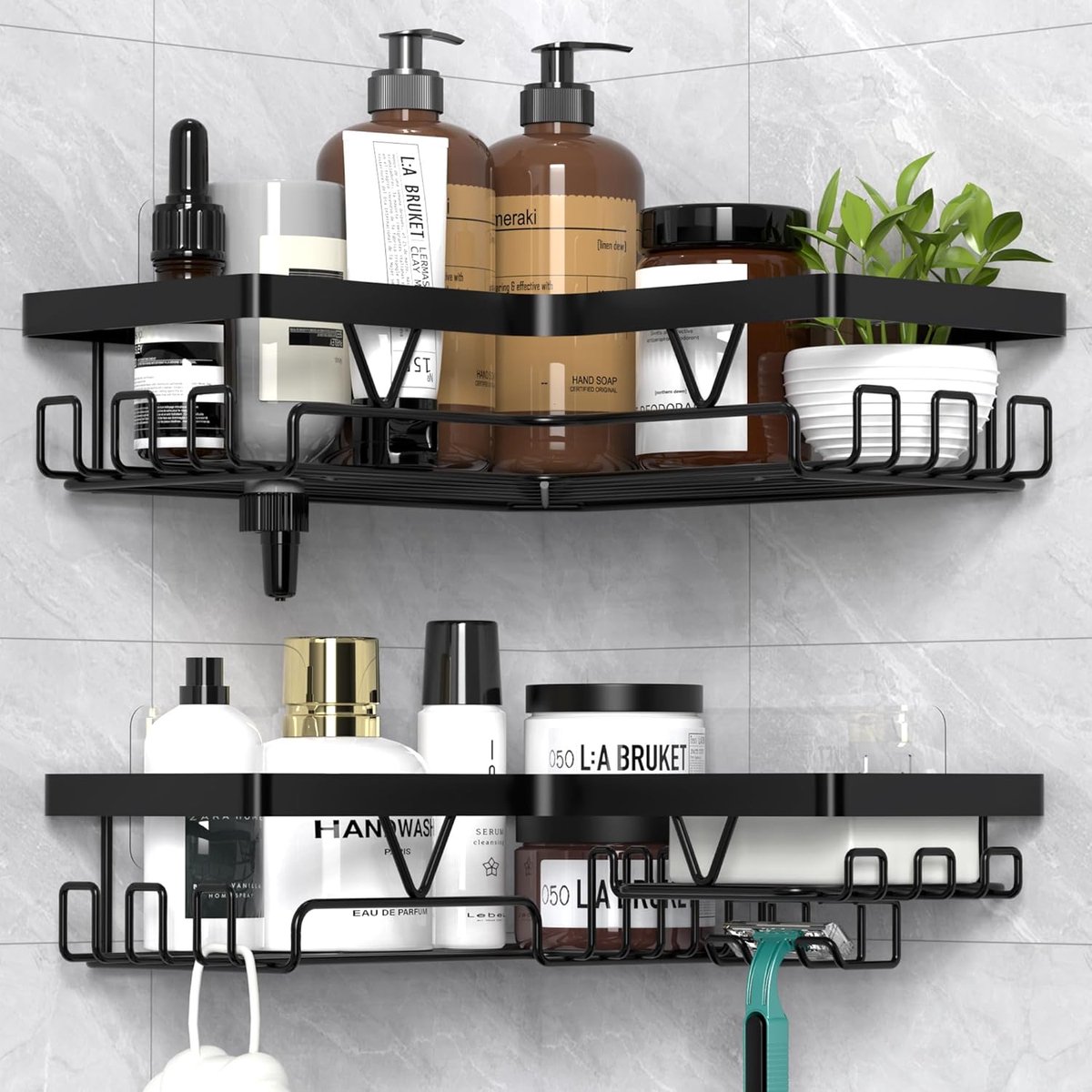 Clord - Doucheplank - Zonder boren - Hoekorganiser - Zwart