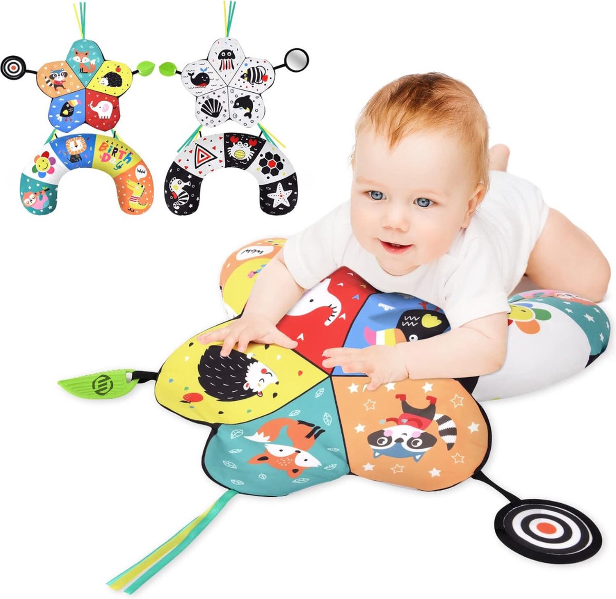 Goedkoopste Equivera Activiteitenkussen - Speelkussen Baby - Tummy Time - Baby Speelgoed - Kraamcadeau - Babyshower Cadeau - Tummy Time Baby - Tummy Time Kussen - Buikkussen Baby