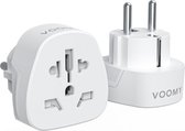 Voomy Reisadapter 2 Stuks - Stekker UK/USA naar EU - Universele Stopcontact Converter - Reisstekker voor Type C/E/F - 2 Stuks - Wit