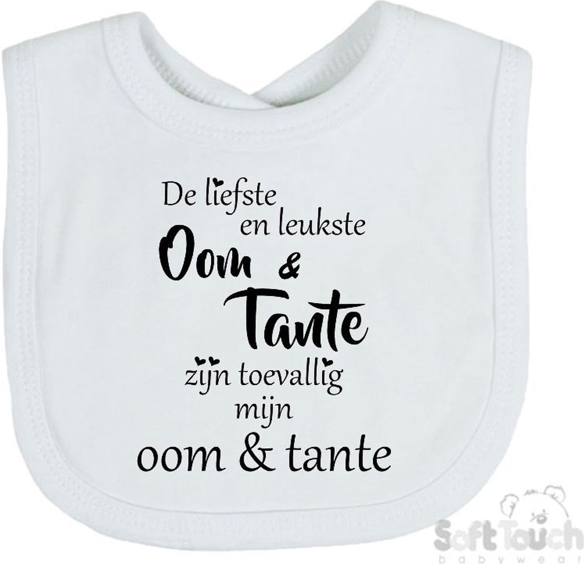 Goedkoopste Soft Touch Slabber Slabbetje Slab De liefste en leukste Oom & Tante zijn toevallig mijn Oom & Tante Unisex Katoen Wit/zwart Maat 33x22 Cm