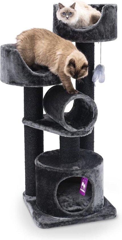 Katten krabpaal XL – kattenhuis – antraciet – hoogte 150 cm – | Gecontroleerde