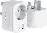 Bol.com Voomy Reisstekker Engeland/UK - Wereldstekker Type G - USB-C & USB-A - Wit aanbieding