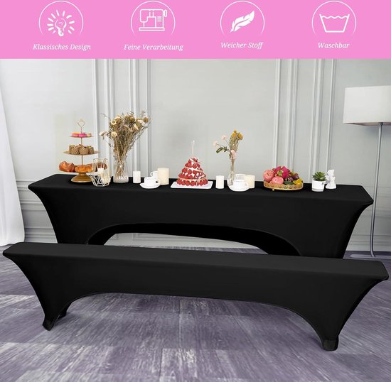 YMHPRIDE 1 sets beige bierbankhoezen en tafelkleden, 50 cm tafelbreedte