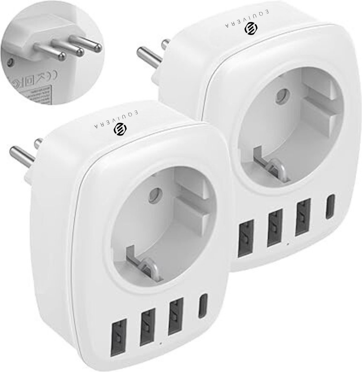 Equivera Internationale Stekker Adapter - Reisstekker - Universele Wereldstekker - Stekker Adapter - Internationale Reisstekker - Ideaal voor op reis!