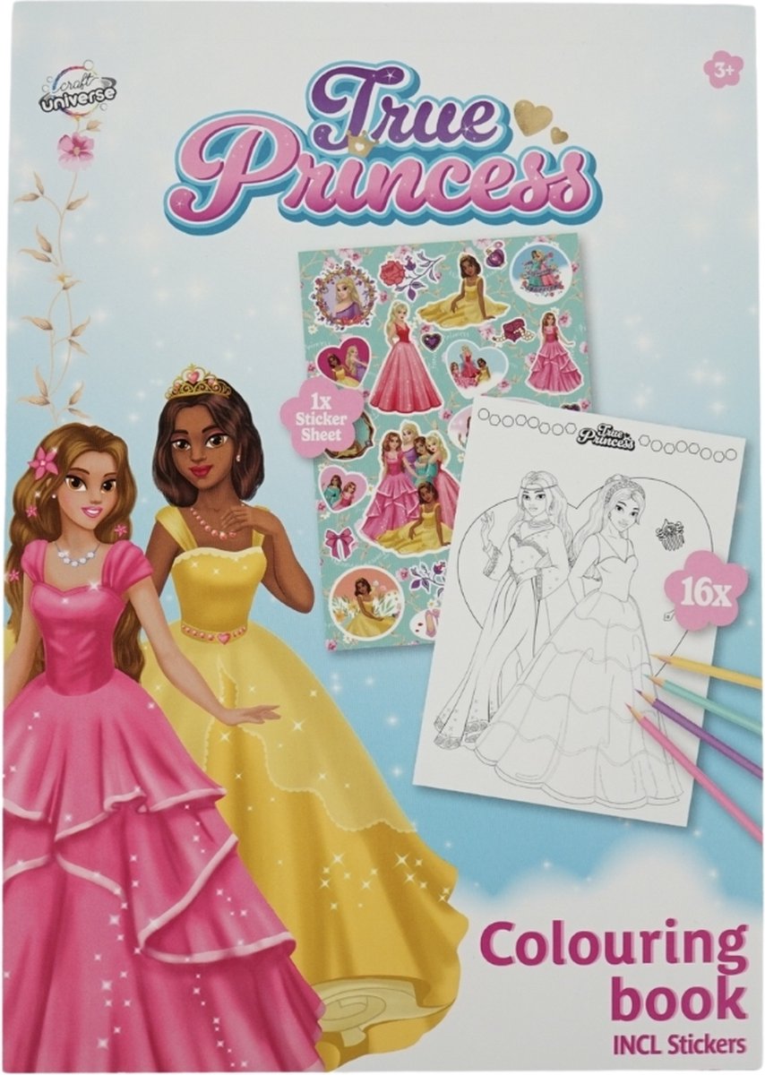 Kleurboek meisjes jongens A5 met stickers 21 cm assorti doos 48 stuks