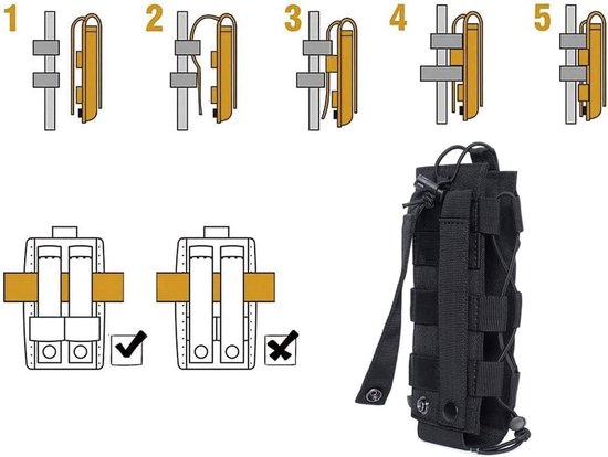 ACM Poche/Support Réglable Bouteille HPA Noir Molle/Ceinture