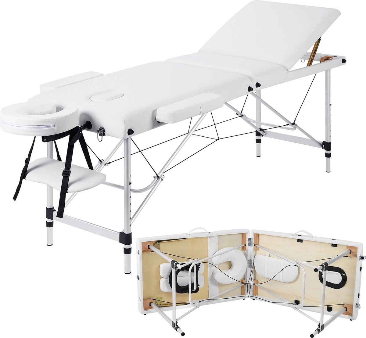 Goedkoopste Decotopia - Massagetafel - Behandeltafel - Schoonheidsbehandeling - Verstelbaar - Opvouwbaar - Wit